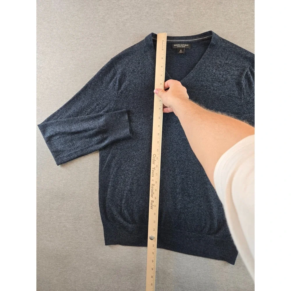 Banana Republic‎ Sweater Men's M Blue Silk Cashmere Cotton V Neck Luxury Blend